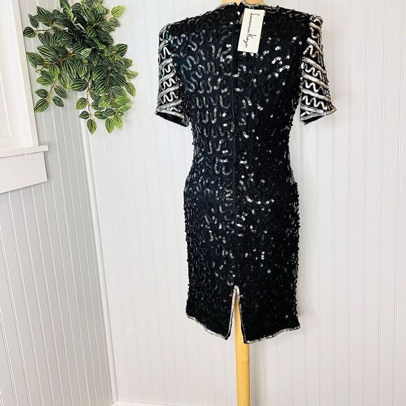 RARE Laurence Kazar Sz PM Dress Vintage Silk Beaded Sequins Dinasty Glam Handmad - Picture 5 of 16